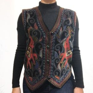 Multicolor Buttoned V-neck Vest